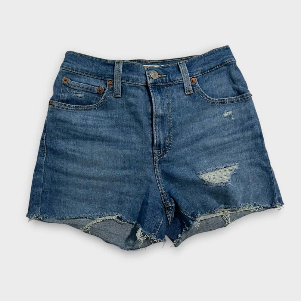 Levi's High Rise Denim Cut-Off Distressed Shorts Cotton Blend Size 26